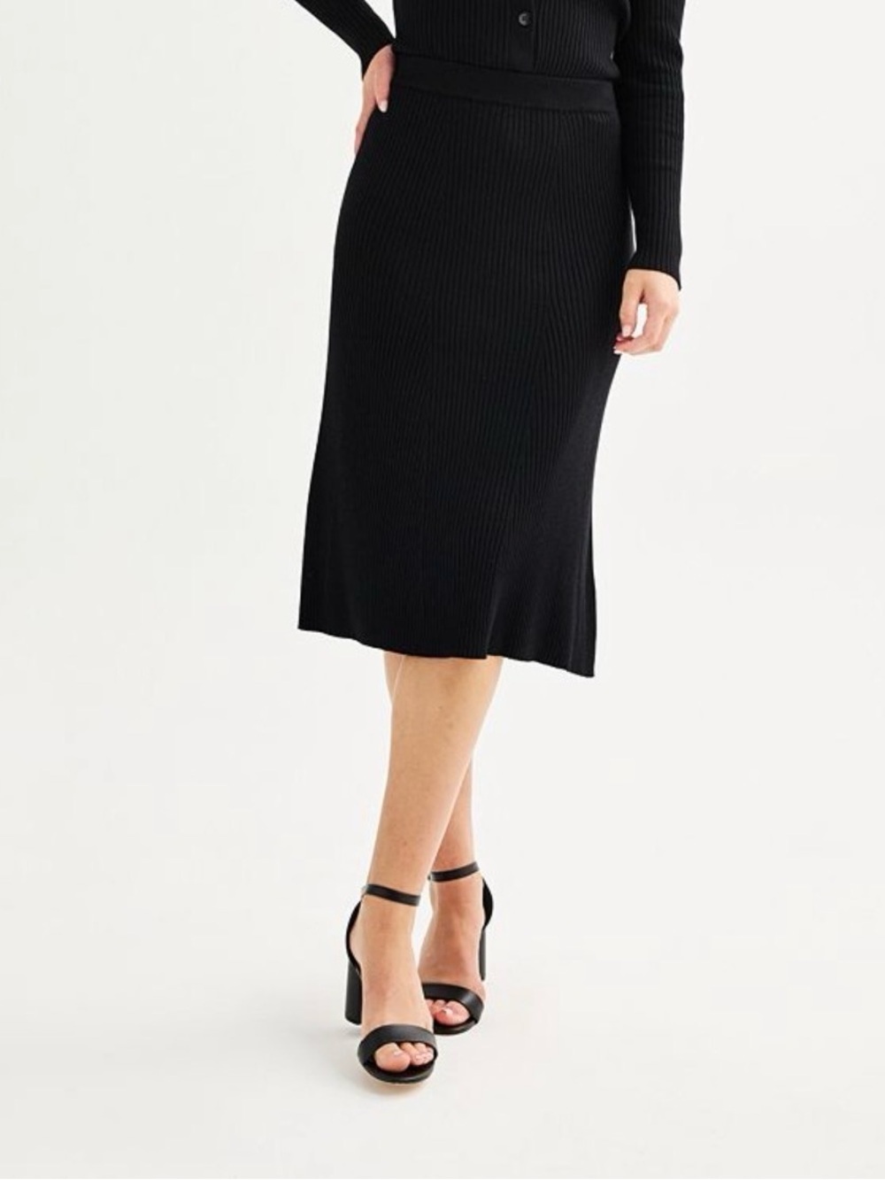 Rachel Roy Ribbed Knit Midi Skirt – Size L